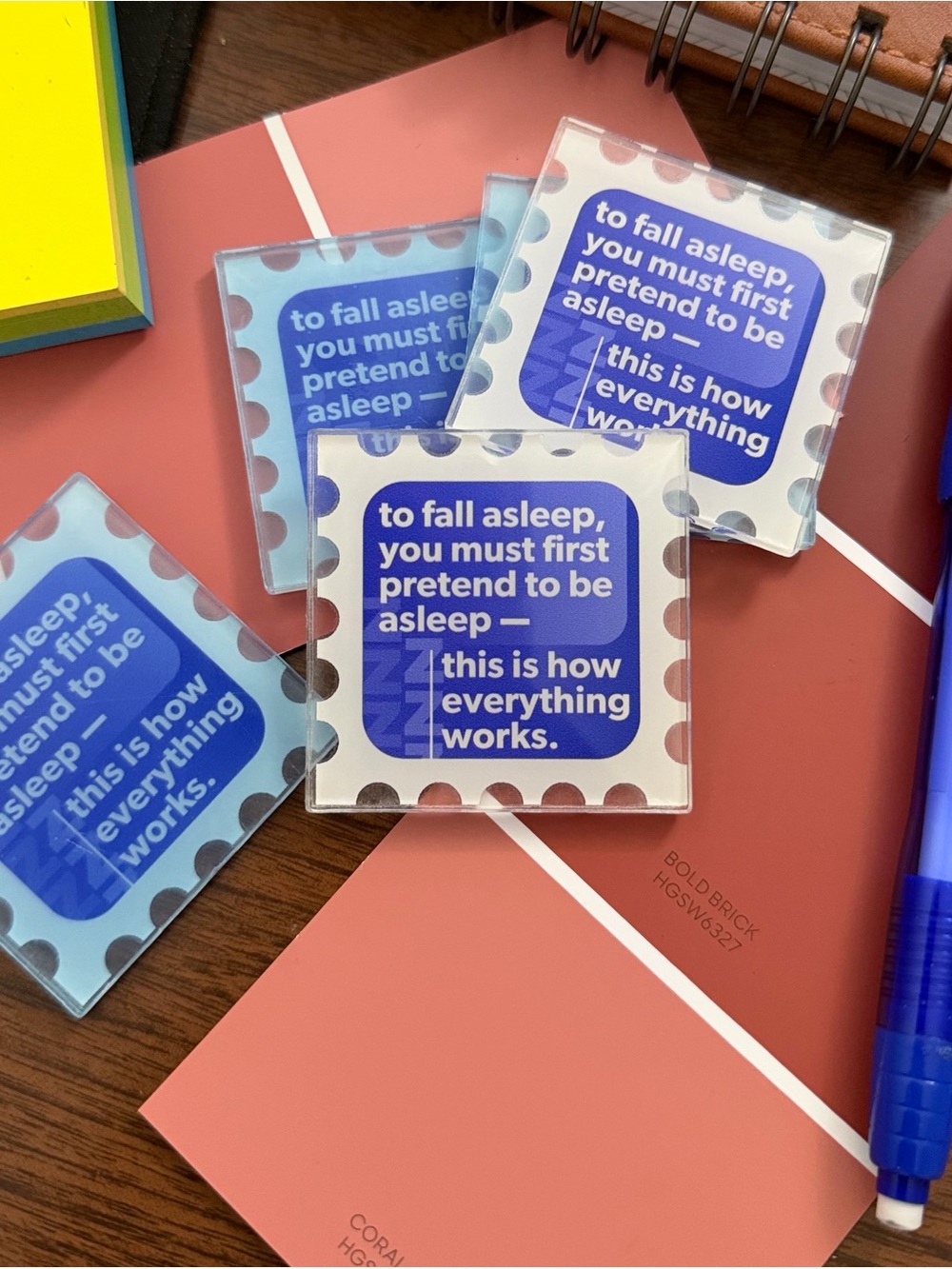 “To Fall Asleep” Purple Acrylic Block Fridge Magnets
